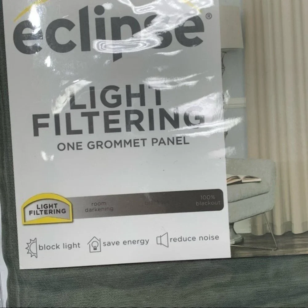 ECLIPSE Liberty Sage Light Filtering Curtain Panels Pair 2 52 in x 95 in NEW NIP